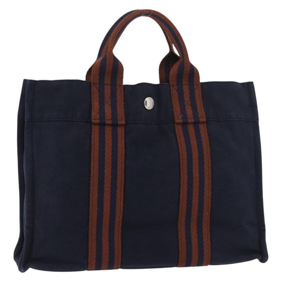 HERMES Fourre Tout PM Handtasche Canvas Braun Navy Auth BA12639A