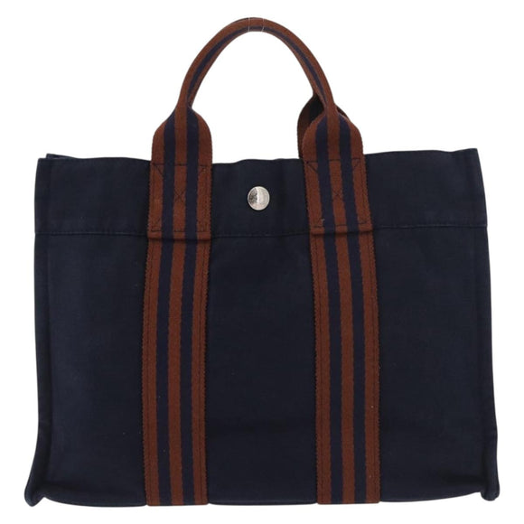 HERMES Fourre Tout PM Handtasche Canvas Braun Navy Auth BA12639A