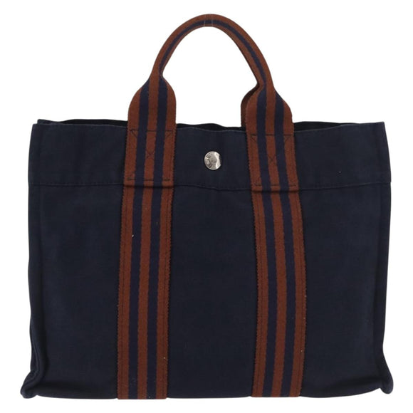 HERMES Fourre Tout PM Handtasche Canvas Braun Navy Auth BA12639A