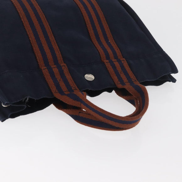 HERMES Fourre Tout PM Handtasche Canvas Braun Navy Auth BA12639A