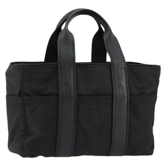 HERMES Acape Luco PM Hand Bag Nylon Black Silver Auth BA12640