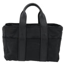 HERMES Acape Luco PM Hand Bag Nylon Black Silver Auth BA12640-2