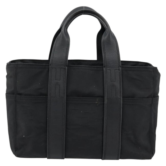 HERMES Acape Luco PM Hand Bag Nylon Black Silver Auth BA12640