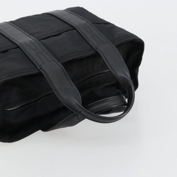 HERMES Acape Luco PM Hand Bag Nylon Black Silver Auth BA12640