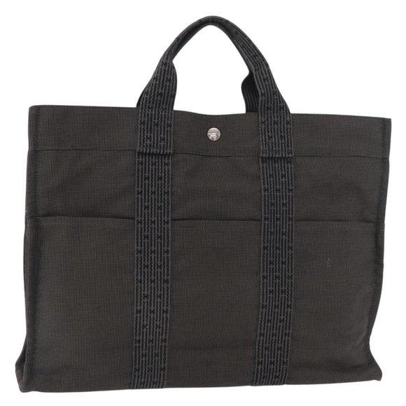 HERMES Her Line Tote Tote Bag Canvas Gray Silver Auth BA12645