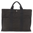 HERMES Her Line Tote Tote Bag Canvas Gray Silver Auth BA12645-2