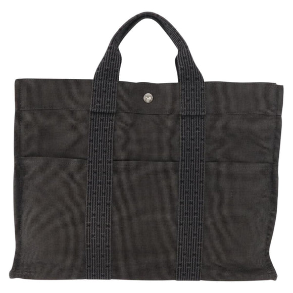 HERMES Her Line Tote Tote Bag Canvas Gray Silver Auth BA12645