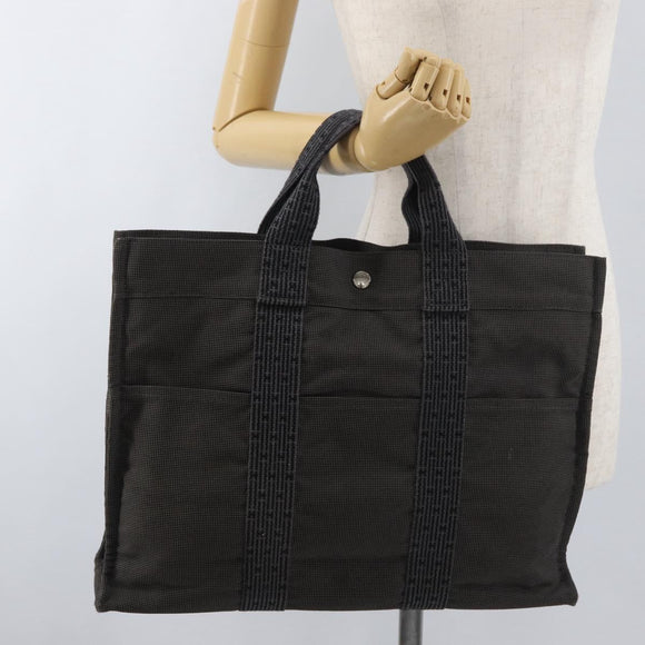 HERMES Her Line Tote Tote Bag Canvas Gray Silver Auth BA12645