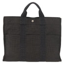 HERMES Her Line Tote Tote Bag Canvas Gray Silver Auth BA12645-3