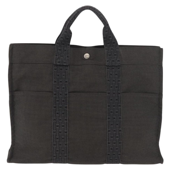 HERMES Her Line Tote Tote Bag Canvas Gray Silver Auth BA12645