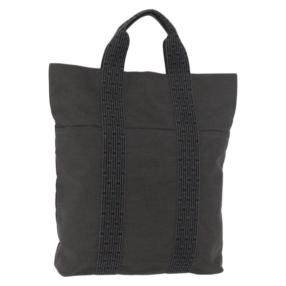 HERMES Her Line Tote Bag Canvas Gray Silver Auth BA12646A