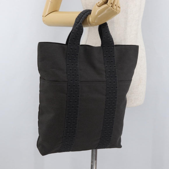 HERMES Her Line Tote Bag Canvas Gray Silver Auth BA12646A
