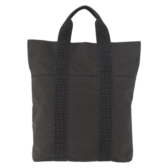 HERMES Her Line Tote Bag Canvas Gray Silver Auth BA12646A