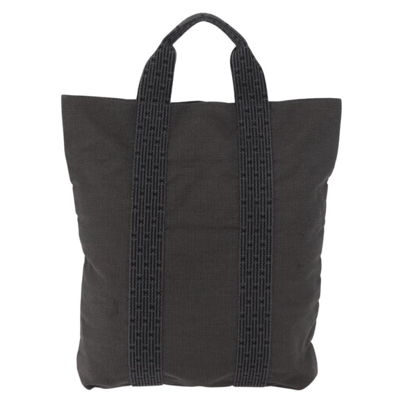 HERMES Her Line Tote Bag Canvas Gray Silver Auth BA12646A