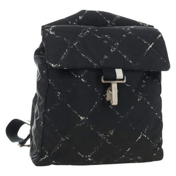 CHANEL Neue Reiselinie Rucksack Nylon Schwarz CC Auth BA12647V