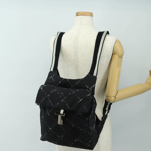 CHANEL Neue Reiselinie Rucksack Nylon Schwarz CC Auth BA12647V