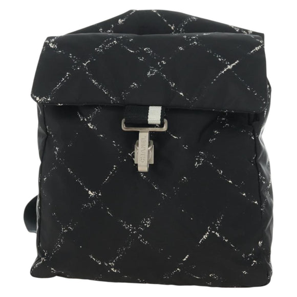 CHANEL Neue Reiselinie Rucksack Nylon Schwarz CC Auth BA12647V