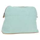 HERMES Bolide Pouch Baumwolle Hellblau Gold Auth BA12648V-1