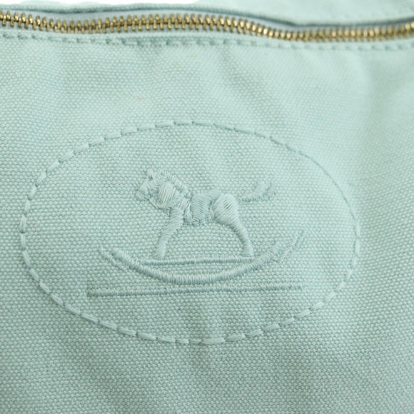HERMES Bolide Pouch Baumwolle Hellblau Gold Auth BA12648V