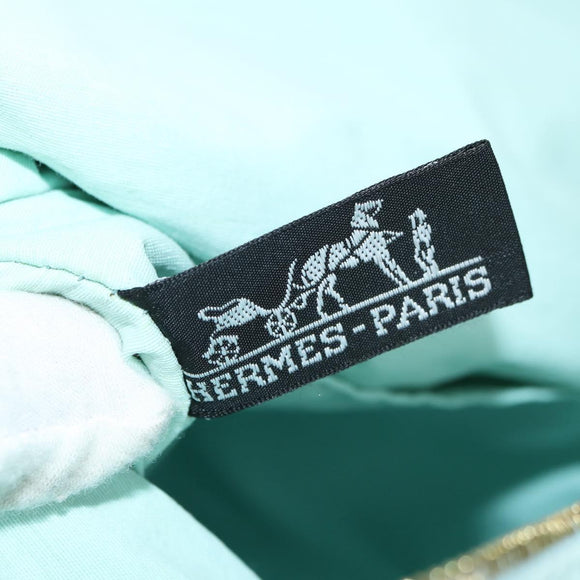 HERMES Bolide Pouch Baumwolle Hellblau Gold Auth BA12648V