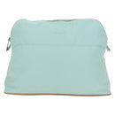 HERMES Bolide Pouch Baumwolle Hellblau Gold Auth BA12648V-13