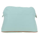 HERMES Bolide Pouch Baumwolle Hellblau Gold Auth BA12648V-2
