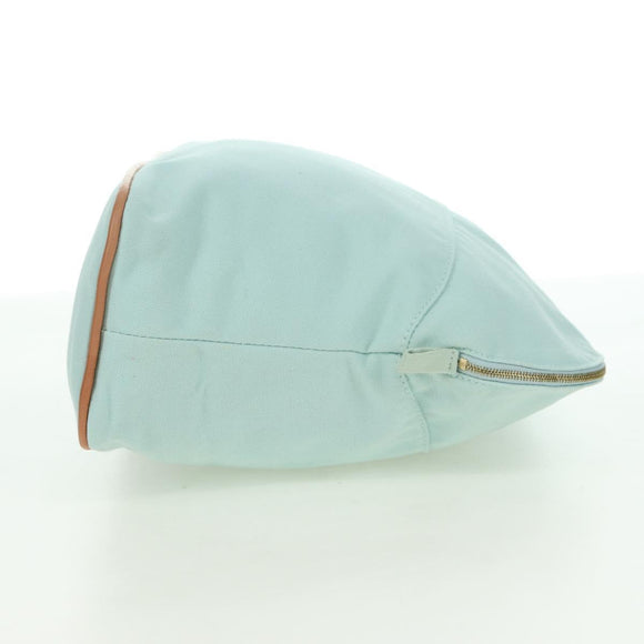 HERMES Bolide Pouch Baumwolle Hellblau Gold Auth BA12648V