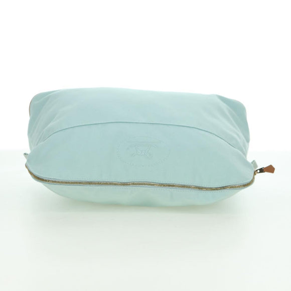HERMES Bolide Pouch Baumwolle Hellblau Gold Auth BA12648V