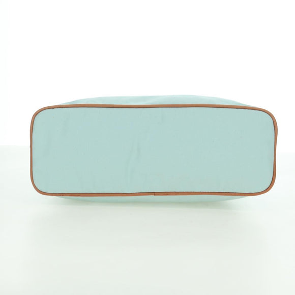 HERMES Bolide Pouch Baumwolle Hellblau Gold Auth BA12648V