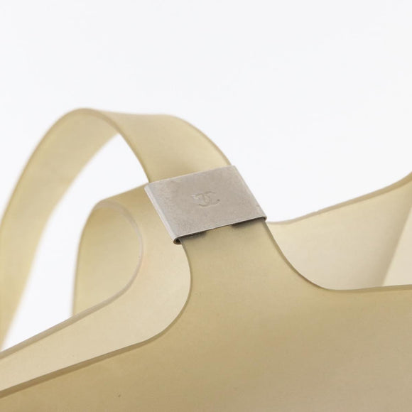 CHANEL Tote Bag Rubber Khaki Silver CC Auth BA12649