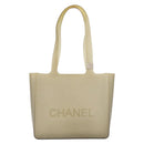 CHANEL Tote Bag Rubber Khaki Silver CC Auth BA12649-2