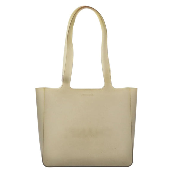 CHANEL Tote Bag Rubber Khaki Silver CC Auth BA12649
