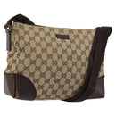 GUCCI GG Canvas Shoulder Bag Beige Silver 114273 Auth BA12651-1