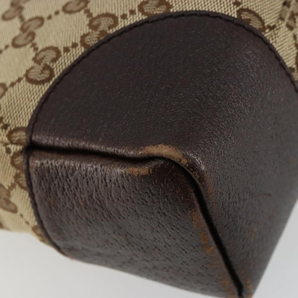 GUCCI GG Canvas Shoulder Bag Beige Silver 114273 Auth BA12651