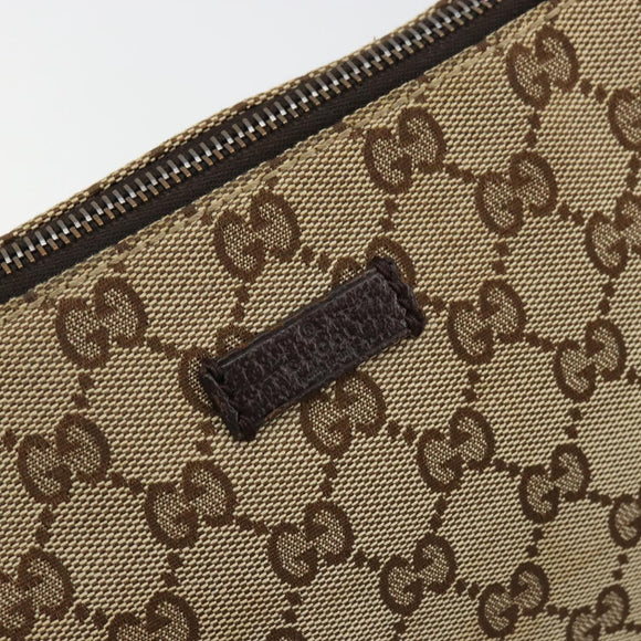 GUCCI GG Canvas Shoulder Bag Beige Silver 114273 Auth BA12651