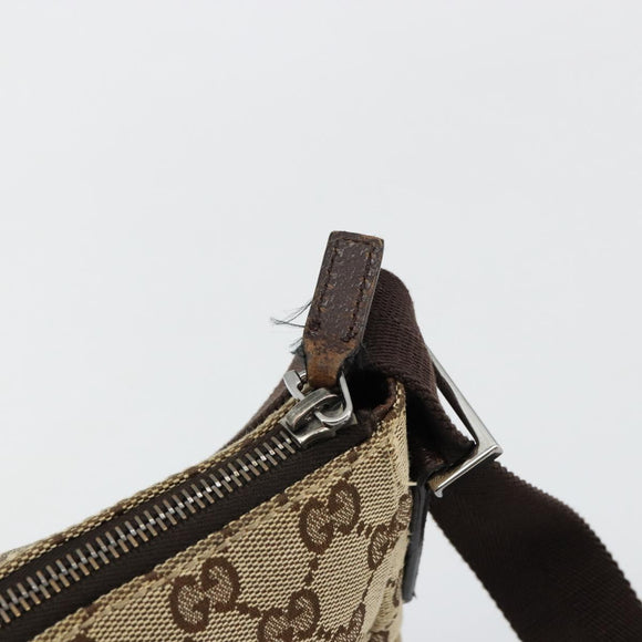 GUCCI GG Canvas Shoulder Bag Beige Silver 114273 Auth BA12651