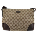 GUCCI GG Canvas Shoulder Bag Beige Silver 114273 Auth BA12651-13