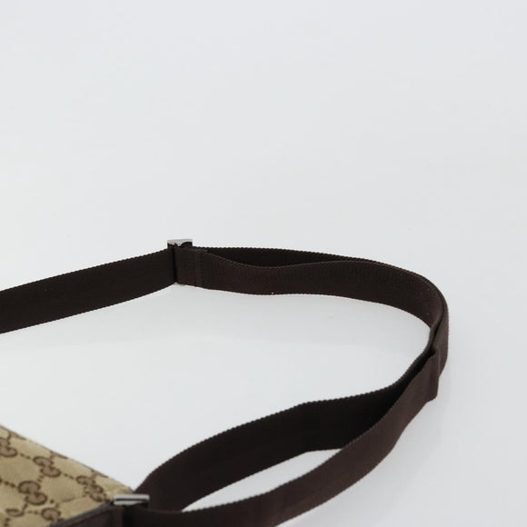 GUCCI GG Canvas Shoulder Bag Beige Silver 114273 Auth BA12651