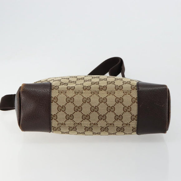 GUCCI GG Canvas Shoulder Bag Beige Silver 114273 Auth BA12651
