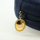 Christian Dior Chain Shoulder Bag Suede Navy Gold Auth BA12652V-15