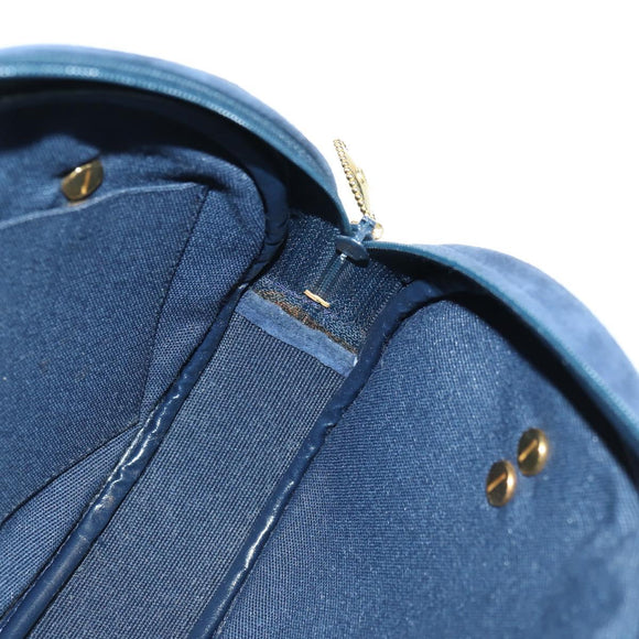 Christian Dior Chain Shoulder Bag Suede Navy Gold Auth BA12652V