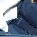 Christian Dior Chain Shoulder Bag Suede Navy Gold Auth BA12652V-19