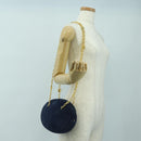 Christian Dior Chain Shoulder Bag Suede Navy Gold Auth BA12652V-21