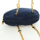 Christian Dior Chain Shoulder Bag Suede Navy Gold Auth BA12652V-6