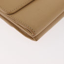 CHANEL Trifold Wallet Leather Beige Gold CC Auth BA12653-15