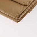 CHANEL Trifold Wallet Leather Beige Gold CC Auth BA12653-16