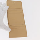 CHANEL Trifold Wallet Leather Beige Gold CC Auth BA12653-8