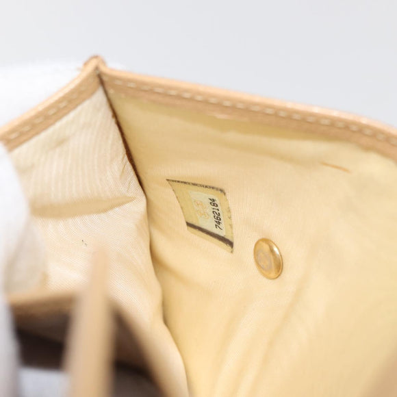 CHANEL Trifold Wallet Leather Beige Gold CC Auth BA12653