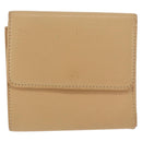 CHANEL Trifold Wallet Leather Beige Gold CC Auth BA12653-2