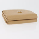 CHANEL Trifold Wallet Leather Beige Gold CC Auth BA12653-5